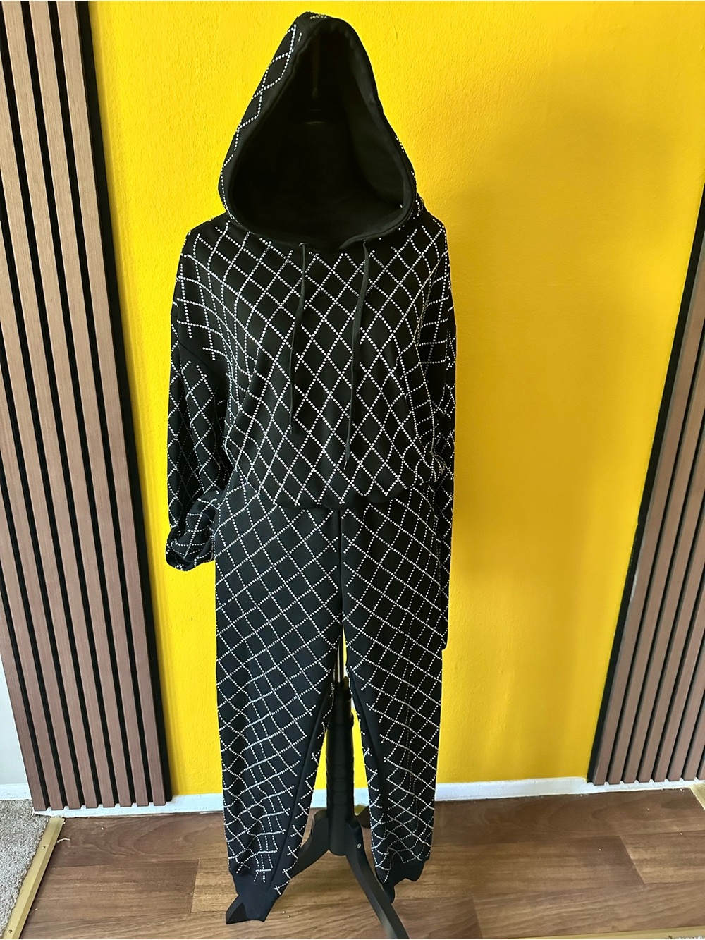 Bling black hood jogger set